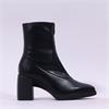 Wonders Vera Front Zip Block Heel Boot - Black Stretch